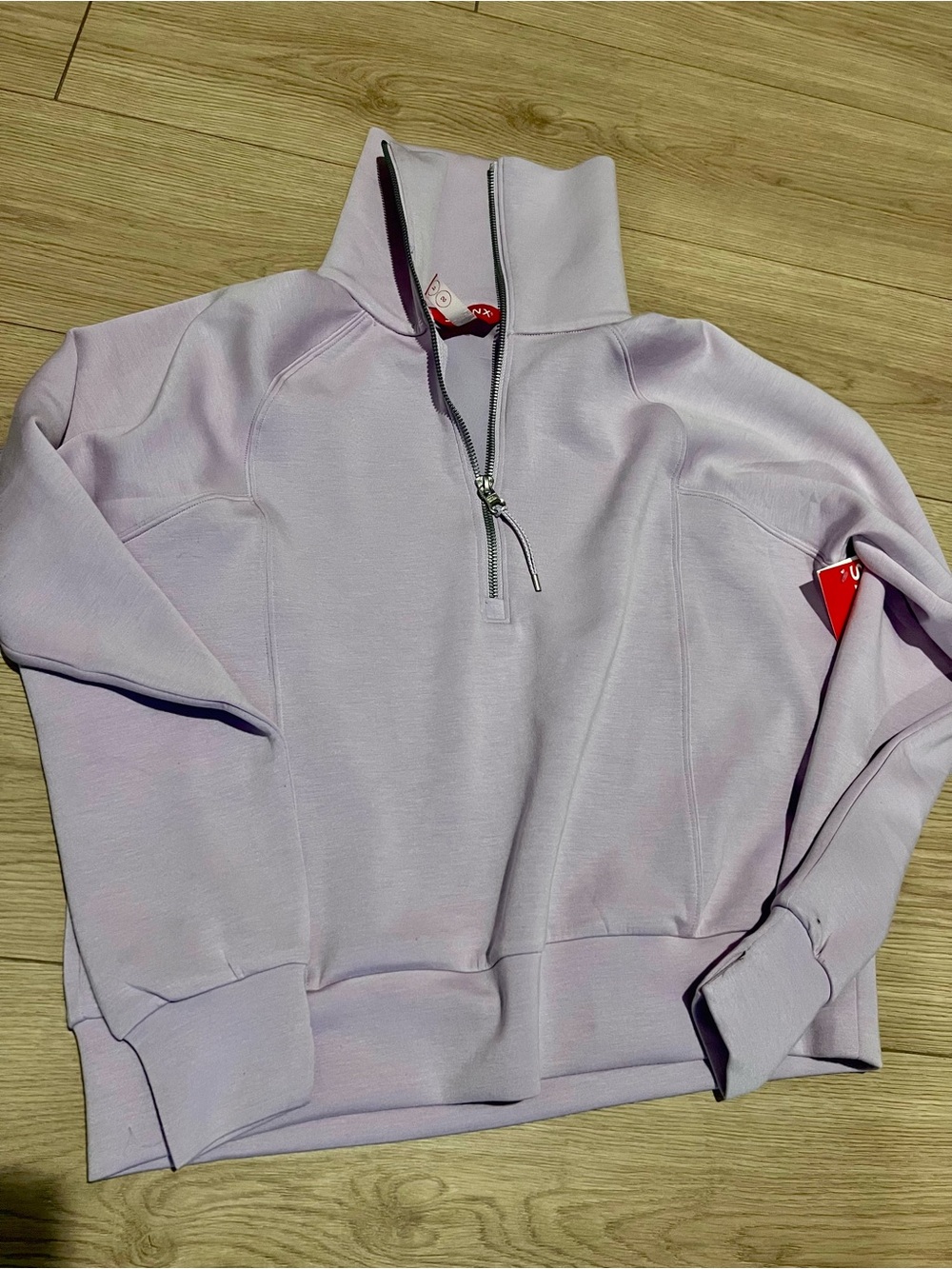 SPANX Lavender Half-Zip Cowl Neck Sweater Air essentials Sz Small NWT